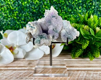 Amethyst Flower Cluster Plate with Stand, Natural Minerals, Home Decor