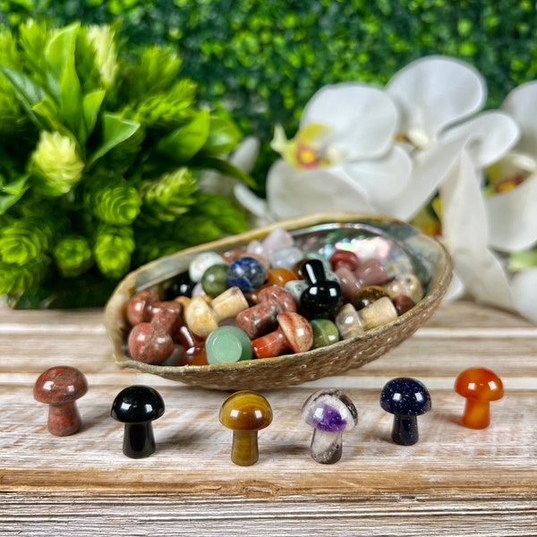 Crystal Mini Mushrooms, Natural Hand Carved Mini Mushrooms, Gemstone Mini Mushrooms