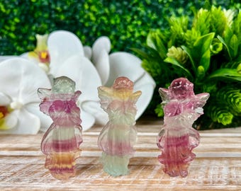 YOU PICK Candy Fluorite Angel, Unique Crystal Carving