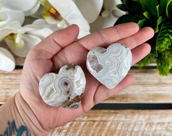 YOU PICK Crazy Lace Agate Hearts, Polished Mineral Carving, Home Decor