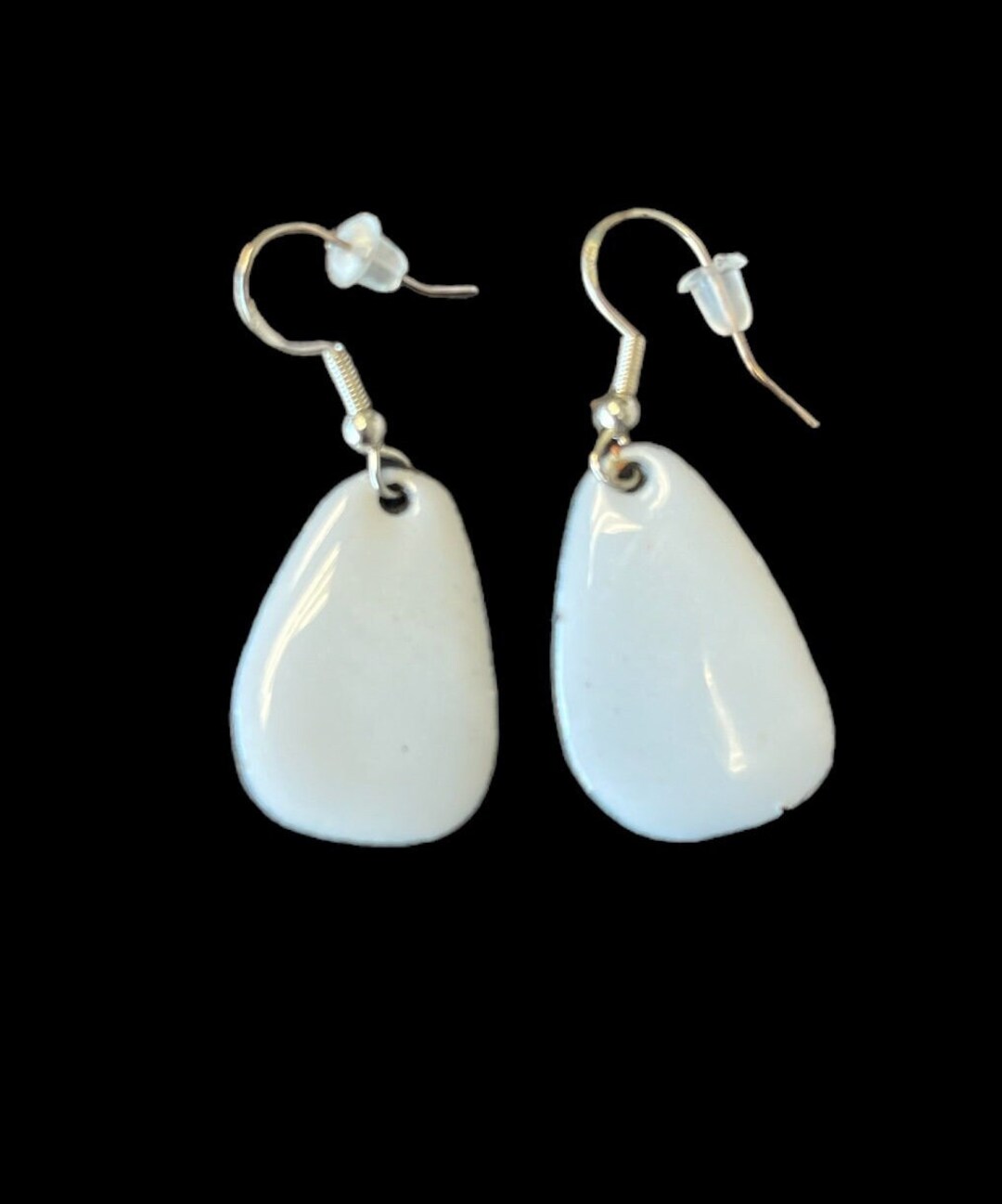 U. S. Made Earrings, Handmade Earrings, Original Enamel Earrings, Gray