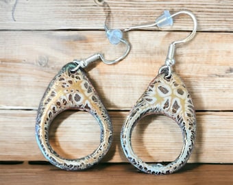Handmade Leopard Enamel Earrings, Fused Copper, Sterling Silver