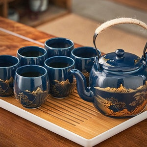 Juego de té Kung Fu/Juego de té vintage/Tetera/Tazas de té/Juego de té de cerámica Tiran/Juego de té de la tarde/Regalo del Día del Padre