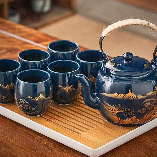 Kung Fu Tea Set|Vintage Tea Set|Tea Pot|Tea Cups|Tiran Ceramic Tea Set|Afternoon Tea Set|Father's Day Gift