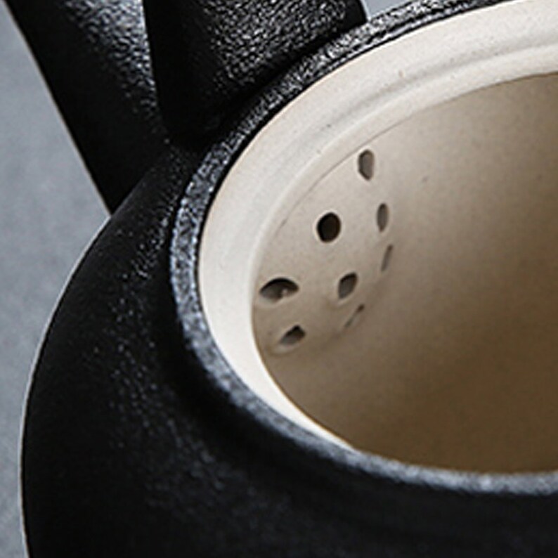 Black Ceramic Tea Setteacupsceramic Tea Setkungfu Rough Etsy