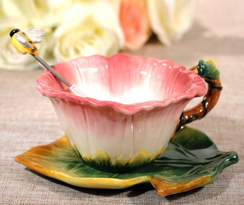 Wedding Mug Ceramic Mug Creative Tea Cup Set Coffee Cup Floral Etsy