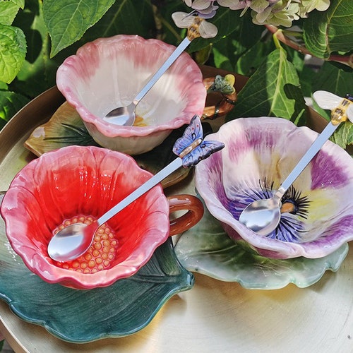 Wedding Mug Ceramic Mug Creative Tea Cup Set Coffee Cup Floral Etsy