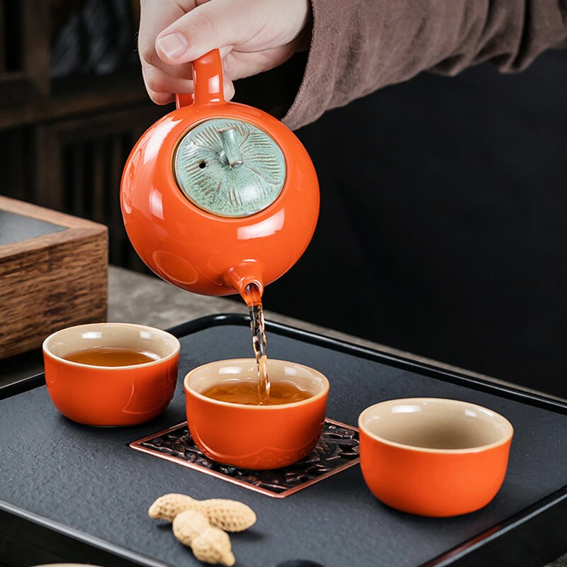 Persimmon Tea Setcreative Tea Set Giftscustomized Giftsceramic Tea Setchristmas Giftsbirthday