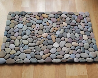 38-60 cm Beach stone mat, pebble rug, foot massager, beach stone rug, straw, bath mat, Stone rug, beach stone rug, stone mat,