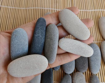 Guijarros de playa largos y planos, materiales para manualidades, piedras oblongas, 20 piezas (1,1-1,9 pulgadas) (3-5 cm)