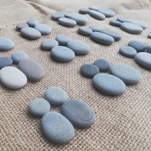 People sea pebble stones, human stones, round and oval head body sea stone 12 person stone art