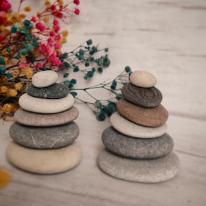Stackable Sea Stones: Miniature Zen Pebble Pile Decor (2-5cm) (6 pebble)