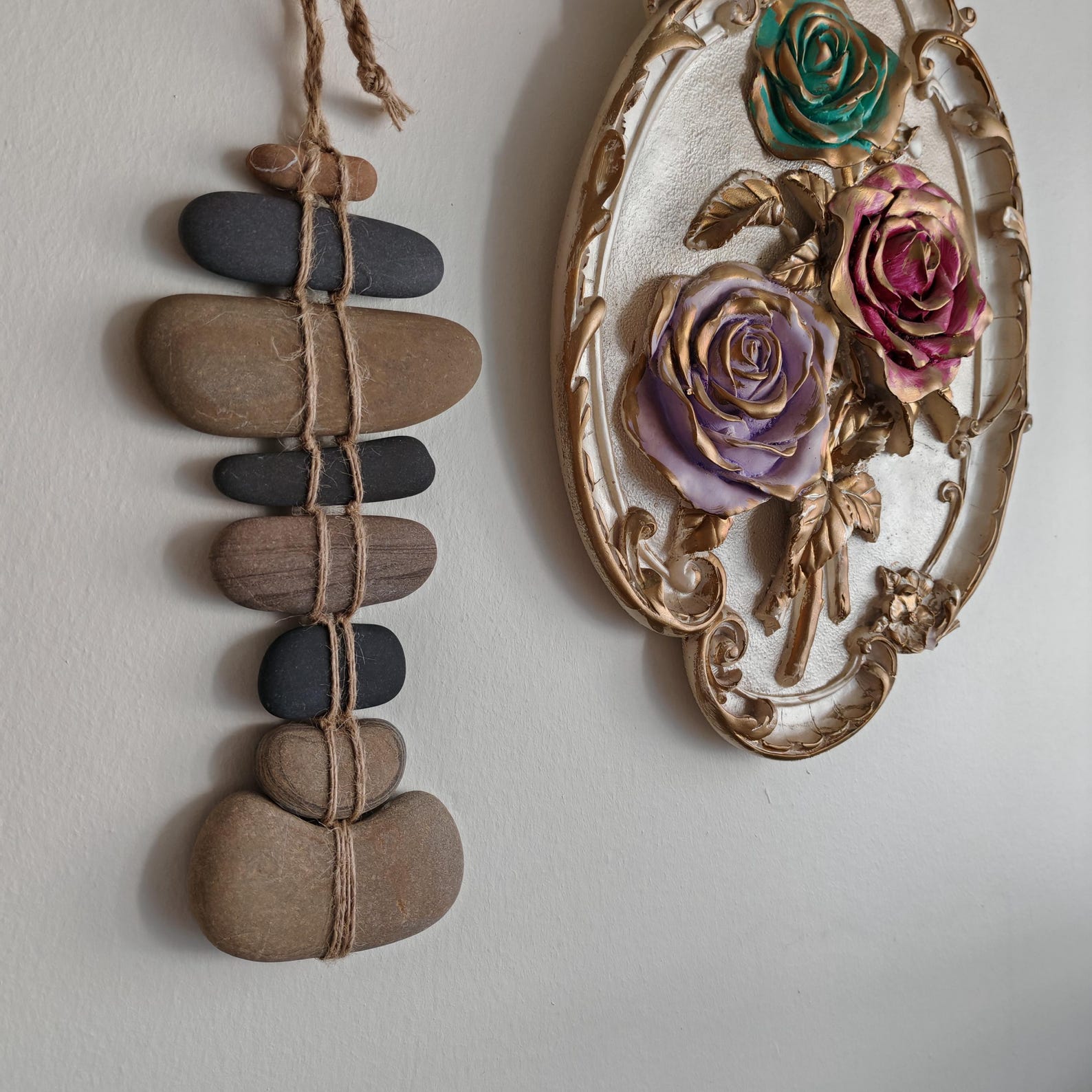 Hand Wrapped Beach Rocks Wrapped Beach Stone Wall Hanging: Boho Rock Decor - Etsy
