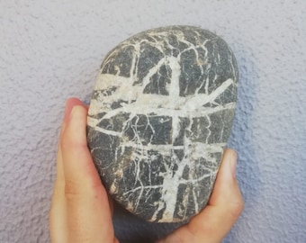 450 gr 10 cm big brown stripes unique nautical craftsmanship, pebble, sea stone, beach pebble, aquarium, zen, terrarium art #20