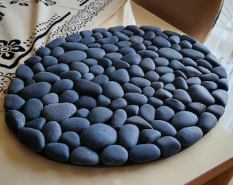 Beach Stone Mat: Oval Pebble Rug, Foot Massager (14-17 inch)