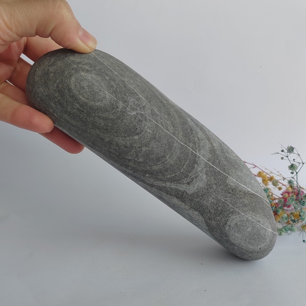 1000 Gr, 19 cm, long gray rock, pebble, sea stone, beach pebble, fish tank stone, terrarium art