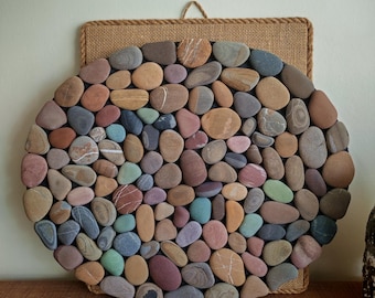 Oval Beach Stone Mat: Indoor/Outdoor Pebble Rug, Foot Massager (15-19 inch) 38-49 cm