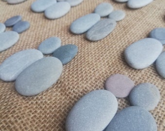 楕円形の石 人物の海の小石の石、人間の石、丸くて楕円形の頭の体の海の石12人の石