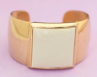 Vintage Gold Tone Beige Cuff Bracelet 7 Inches by Avon HB21