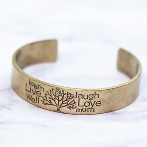 7 inch, Vintage Inspirational Tree Silver Tone Cuff Bracelet - HB29