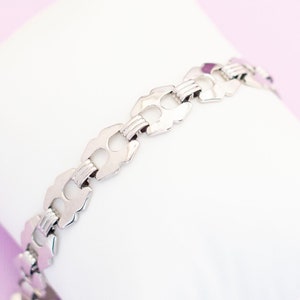 Vintage Gothic Silver Tone Chain Bracelet 7 Inches HB13