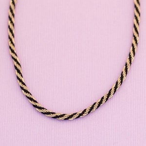 Vintage Boho Gold Tone and Black Chain Necklace 24 Inches HB1