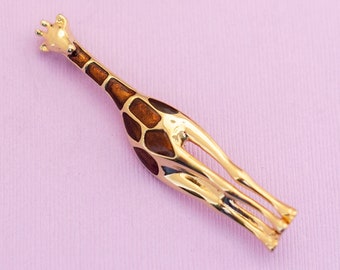 Vintage Art Deco Giraffe Gold Tone Brooch by LC HB17