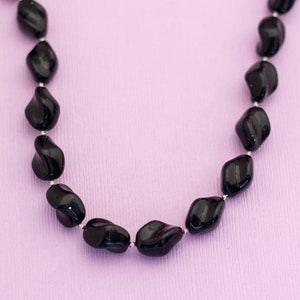 Vintage Gothic Black Beaded Necklace 18.5 Inches HB16