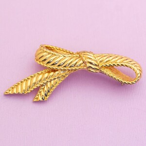 broche vintage Minimalist Gold Tone Bow HB17