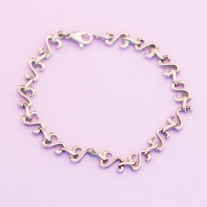 Vintage Sterling Silver Chain Bracelet 7.5 Inches HB10