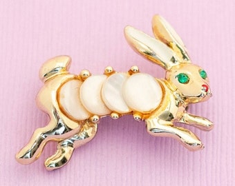 Vintage Mid Century Gold Tone Rabbit Brooch HB9