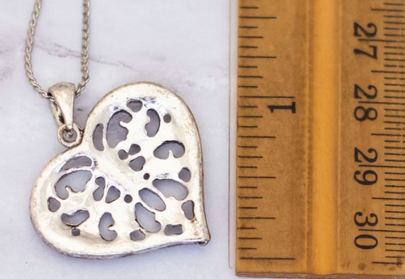 18 inch, Vintage Intricate Love Heart Round Oval Rhinestones Silver Tone  Necklace HB23