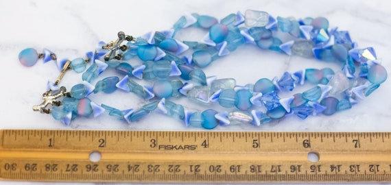 16 inch, Vintage Blue Stone Beads Plastic Choker … - image 3