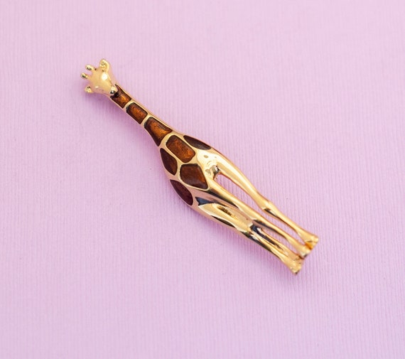 Vintage Art Deco Giraffe Gold Tone Brooch by LC H… - image 1