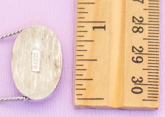 Vintage Silver Tone Abalone Pendant Necklace 15.7… - image 4