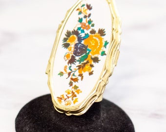 Größe 6, Vintage Kreis Oval Floral Gold Ton Spiegel Ring - HB28