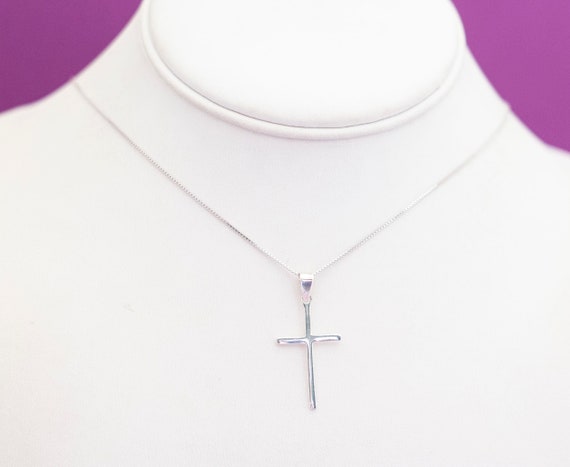 Vintage Art Deco Sterling Silver Cross Pendant Ne… - image 2