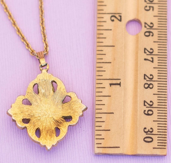 Vintage Victorian Gold Tone Gemstone Pendant Neck… - image 4