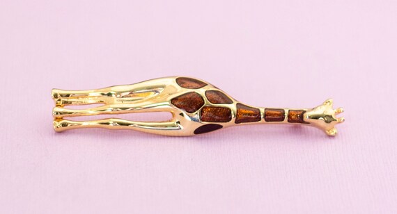 Vintage Art Deco Giraffe Gold Tone Brooch by LC H… - image 2