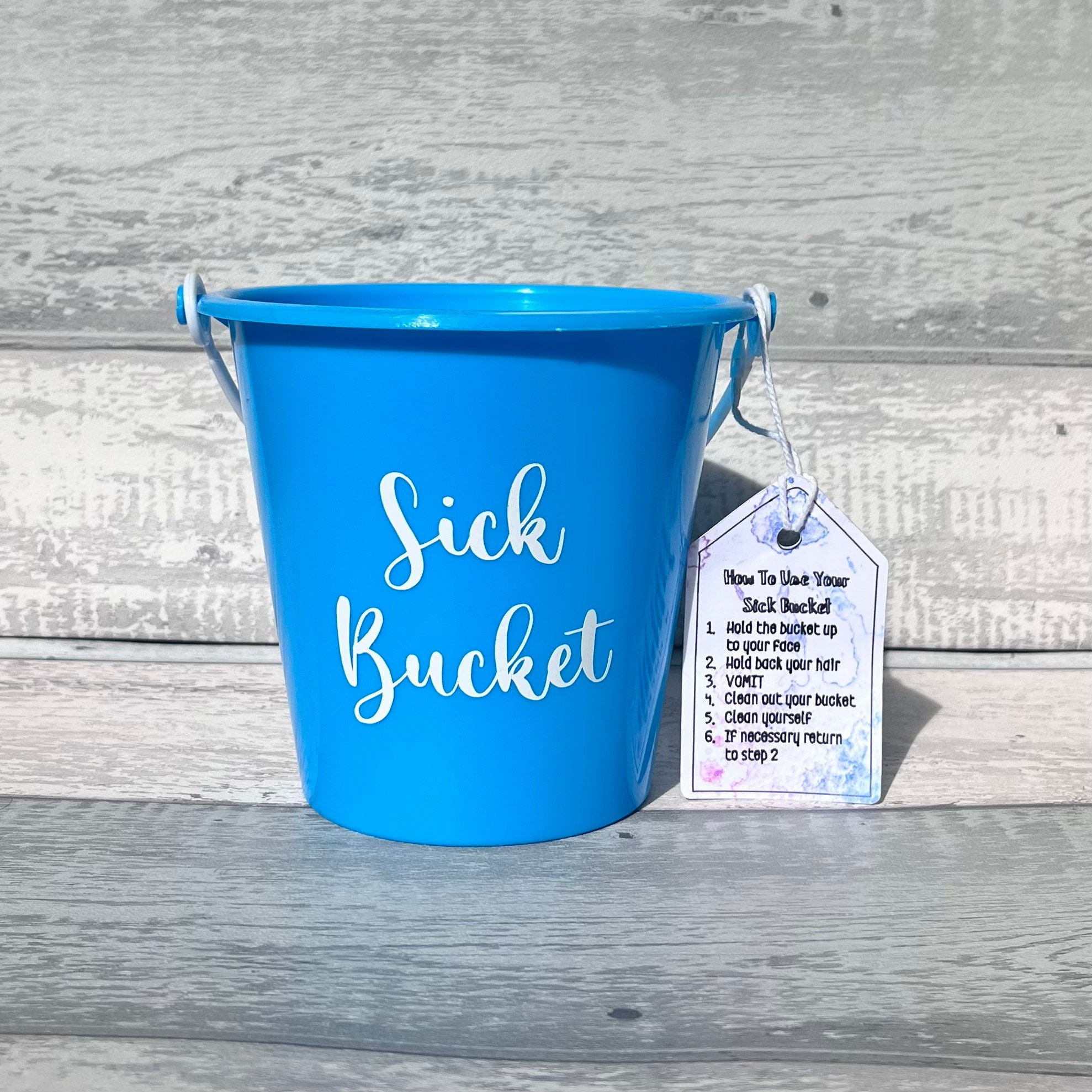 Sick Bucket with “How to” White Text, Puke Bucket