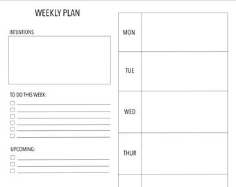 Weekly Planner PDF Customizable Digital Download for Printable, Goodnotes, Notability, weekly planner with workouts