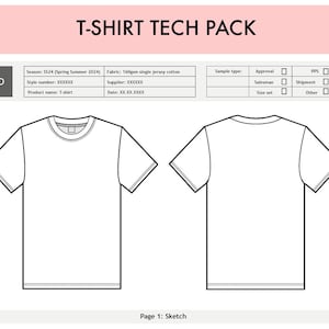 T-shirt TECH PACK Illustrator Photoshop Procreate Size chart supplier production ready