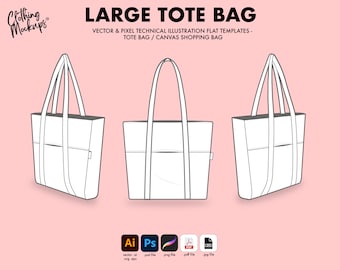 Plantilla de dibujo técnico de bolsa de tela: Bolsa de compras de