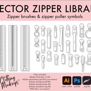 Vector Zipper Library - fashion design illustrations