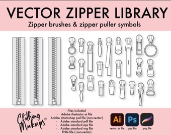 Vector Zipper Library - fashion design illustrations