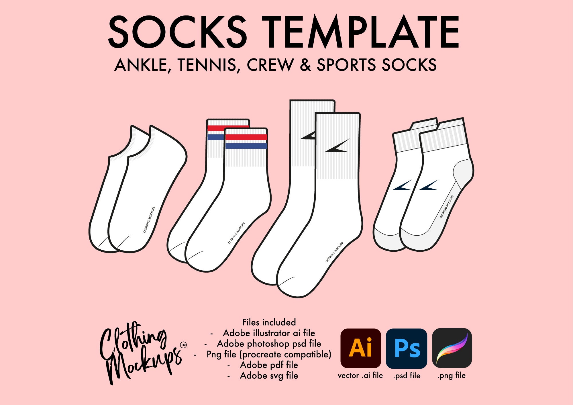 Flat Technical Drawing Socks Illustration Etsy