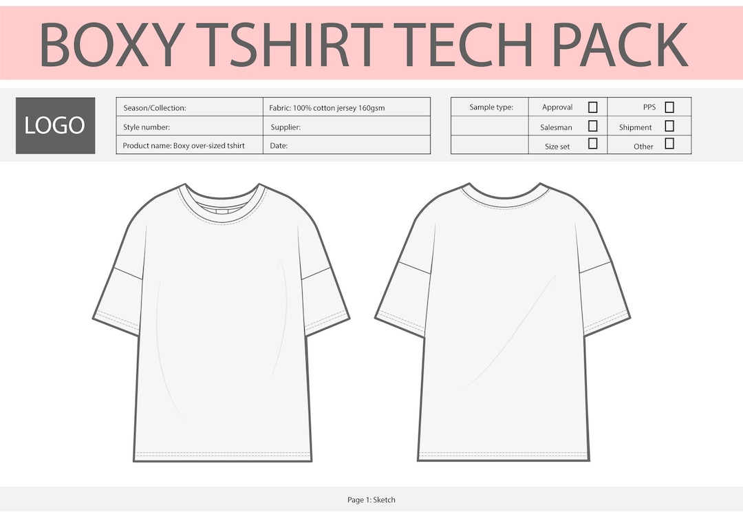 Oversized Boxy Tshirt TECHPACK Illustrator Procreate Etsy