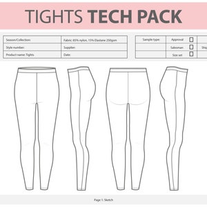 Leggings TECH PACK Illustrator Photoshop Procreate size chart supplier manufacturer ready