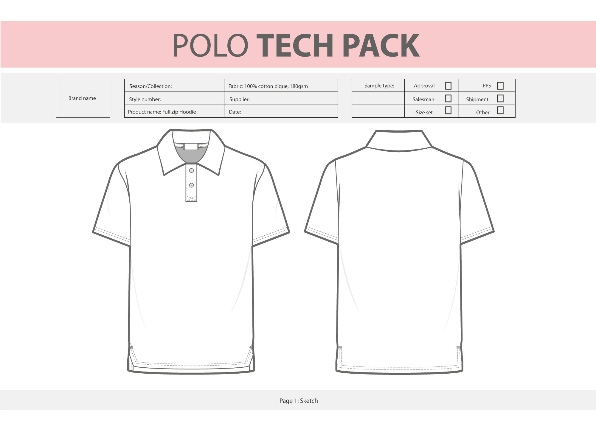 POLO SHIRT FLAT SKETCH - shop.graphtick.com