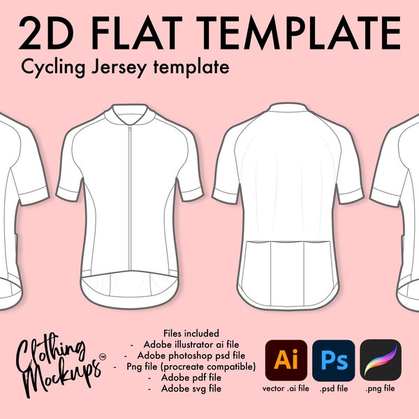 Flat Technical Drawing - Cycling Jersey template